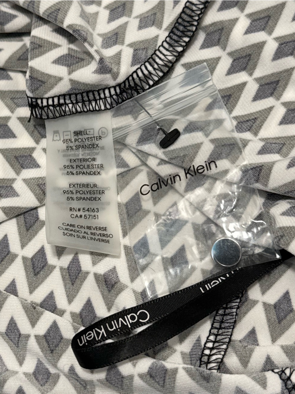 NWT Calvin Klein Geometric Pleated Neck Sleeveless Blouse XL - Picture 8 of 10